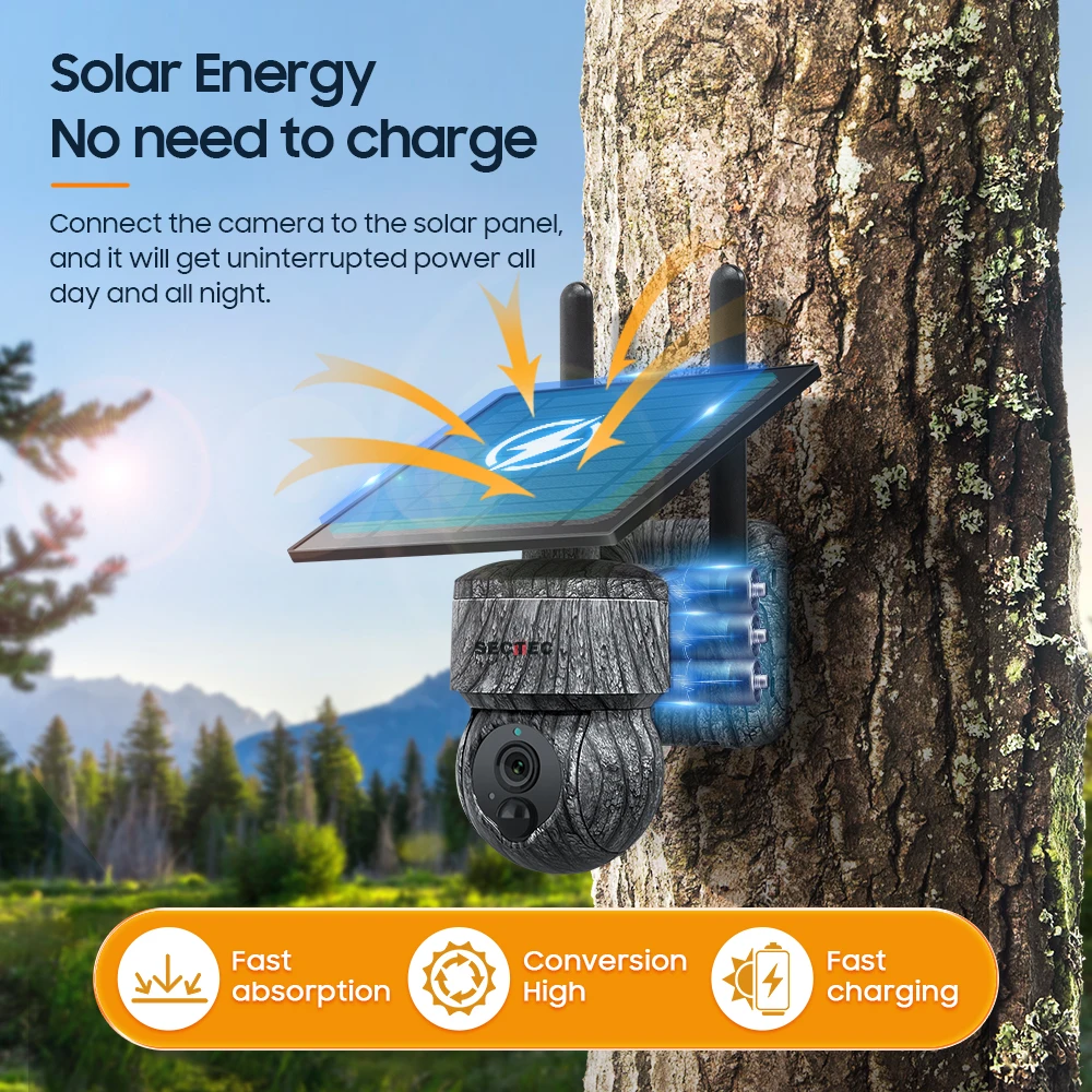 3MP HD Solar Panel  PTZ IP Camera Security Camera Outdoor Low Power HD Night Vision CCTV System Waterproof Solar Network Camera