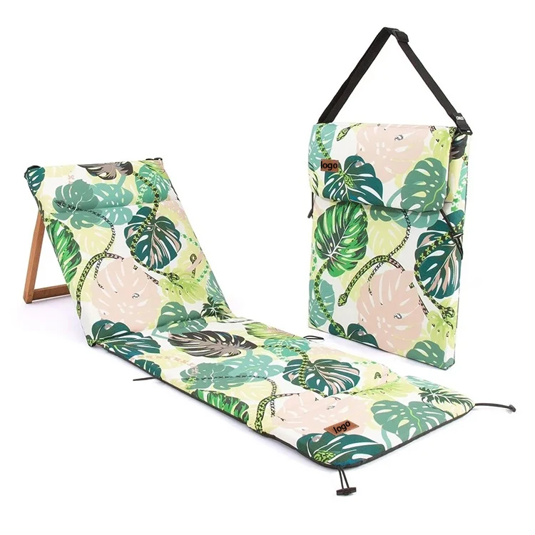 Portable Beach Lounge Chair Mat Adjustable Backrest with Storage Pocket Lightweight Foldable Comfortable Insulated Shoulder