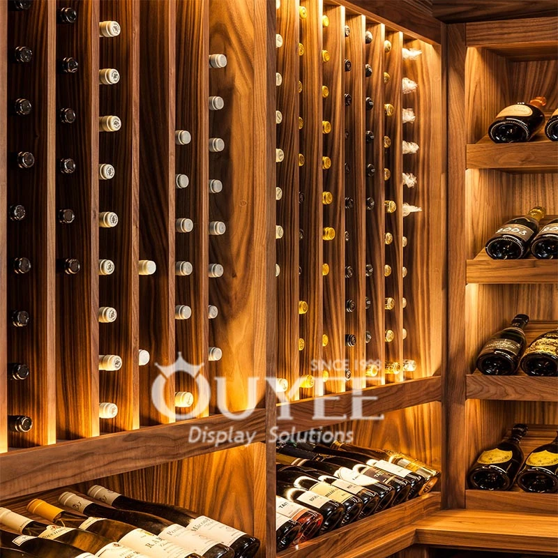 Wine Shop Interior Design Alcohol Rack Wood Liquor Shelves Whiskey Display  Cabinet - Main Image