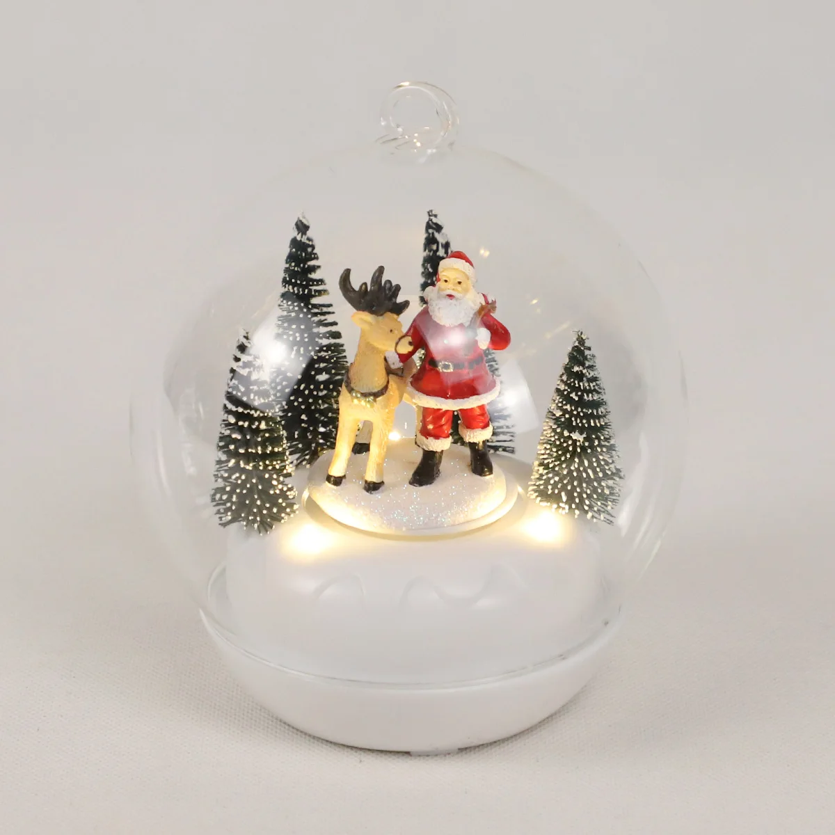 Christmas Crystal Snow Globe,Glass Forest Deer Ball Lights,Desktop Ornament Gifts for Family Kids Friends Bedroom Livi