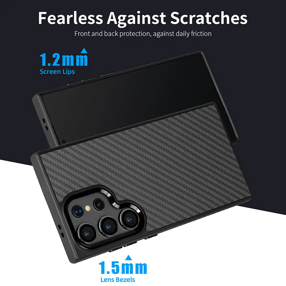product laudtec luxury real 1500d carbon fiber phone case anti scratch super thin flim mobile phone case for samsung galaxy s25 ultra-7