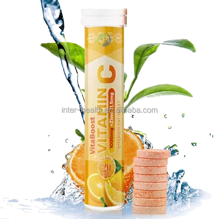 Ausreson OEM Vitamin c Dissolvable Tablets Zinc Best Supplement Skin Whitening Pills Price 1000mg Vitamin c Effervescent Tablets