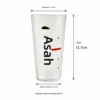 Jarra de cerveza delgada asahi negra esmerilada