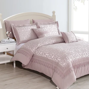 For 100% Polyester Jacquard 8-Piece Floral & Striped 200TC Anti-Pilling Woven Comforter Set