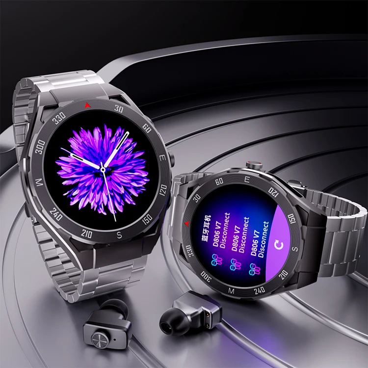 2024 New SmartWatch Round Screen BT Calling TWS Earphone Smart Watch 2 in 1  Wearable Devices F33