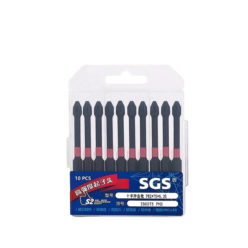MOYOTEC 10pcs Phillips High Standard 1/4'' Hexagon Driver 25mm-75mm Single Head Impact Bits