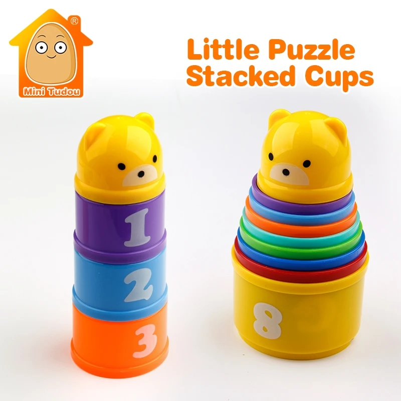 MiniTudou Educational Baby Toys Foldind Stack Cup Tower For 6 Month Plus Child.. 