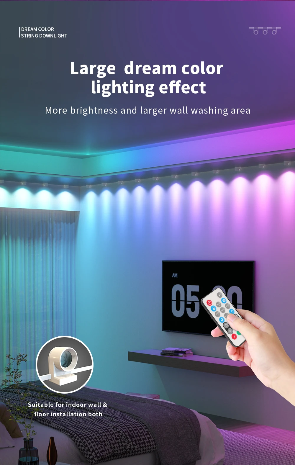 卧室、客厅照明室内装饰圣诞灯智能发光二极管条筒灯