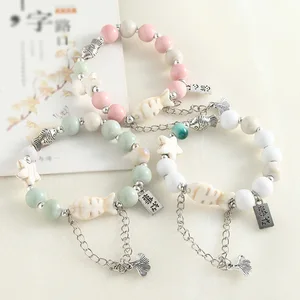 Year Year Fish Fresh Sweet Jingdezhen Made Natural Stone Ceramic Beaded Bracelet Niche Versatile Light Luxury High-end Women Hot