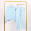 Linen blue slim-fit sweatshirt and sweatpants set