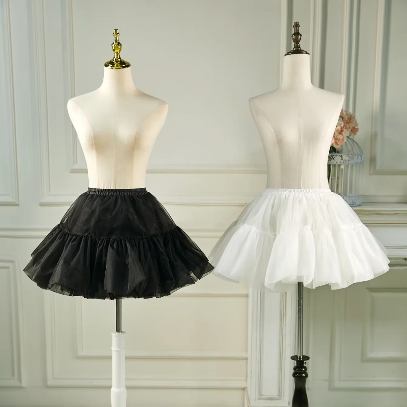 Multi-storey Underskirt White Black Under Skirt Puffy Tulle Adult Tutu Mini  Skirt Cancan for Girl Dress