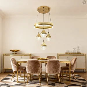 JACKSUN Restaurant Chandelier Luxury Minimalist Modern Simple Golden Pendant Light Living Room Lights