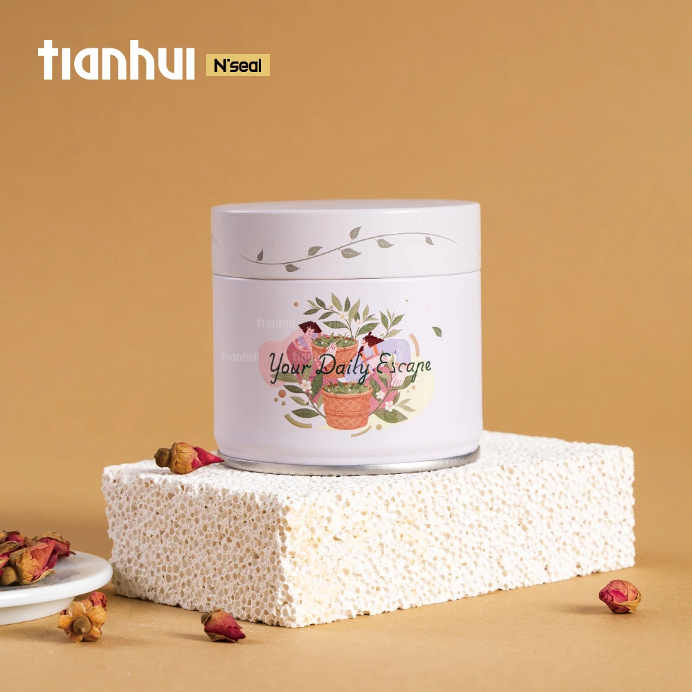 Hộp kim loại tròn nhỏ kín khí cấp thực phẩm Tianhui để đựng trà lỏng
