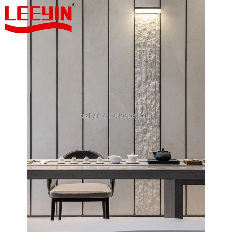 View of Custom Stone Texture Tiles - Modern Accent Wall Solutions