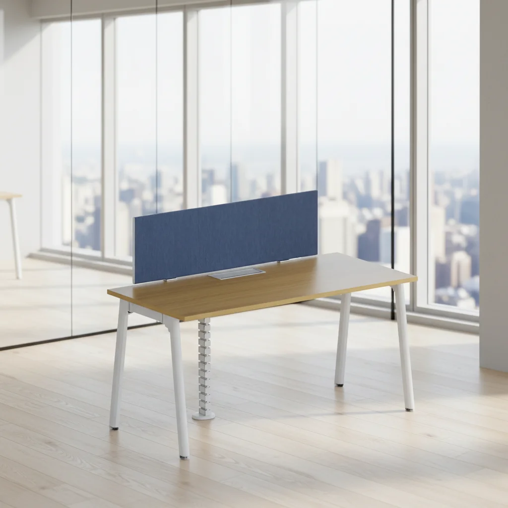 Office Desk System Aluminum Legs Foldable Convertible Privacy Screens Wood Frame Modern Workstation Configuration 3