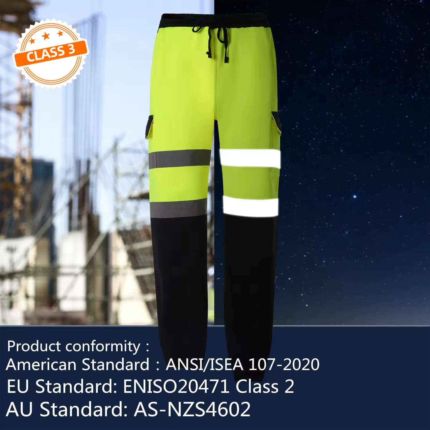 Custom logo multi-pockets reflective winter safety work pants Construction work warm reflective pant
