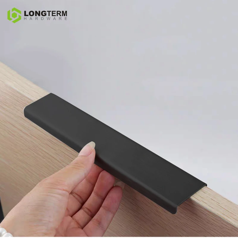 Matte Black Stainless Steel Cup Pull Handle High Quality SS Profile Anti-rust Simple Handle  Easy Installation Kitchen Pull Grip
