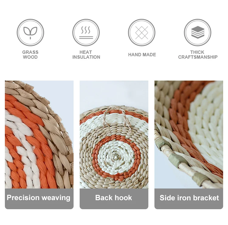 Woven Wall Basket Decor - Hanging Natural Wicker Seagrass Flat