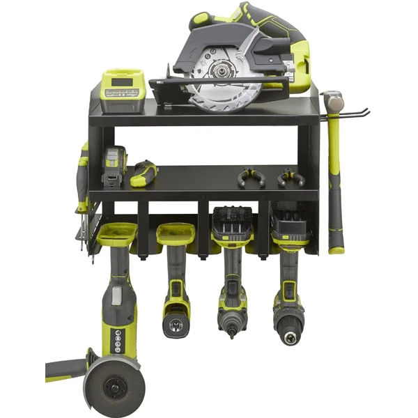 Porta Attrezzi Da Parete A 4 Strati In Acciaio – 81x20x42 Cm, Per Garage E Officine, Supporto Per Trapani E Utensili Elettrici