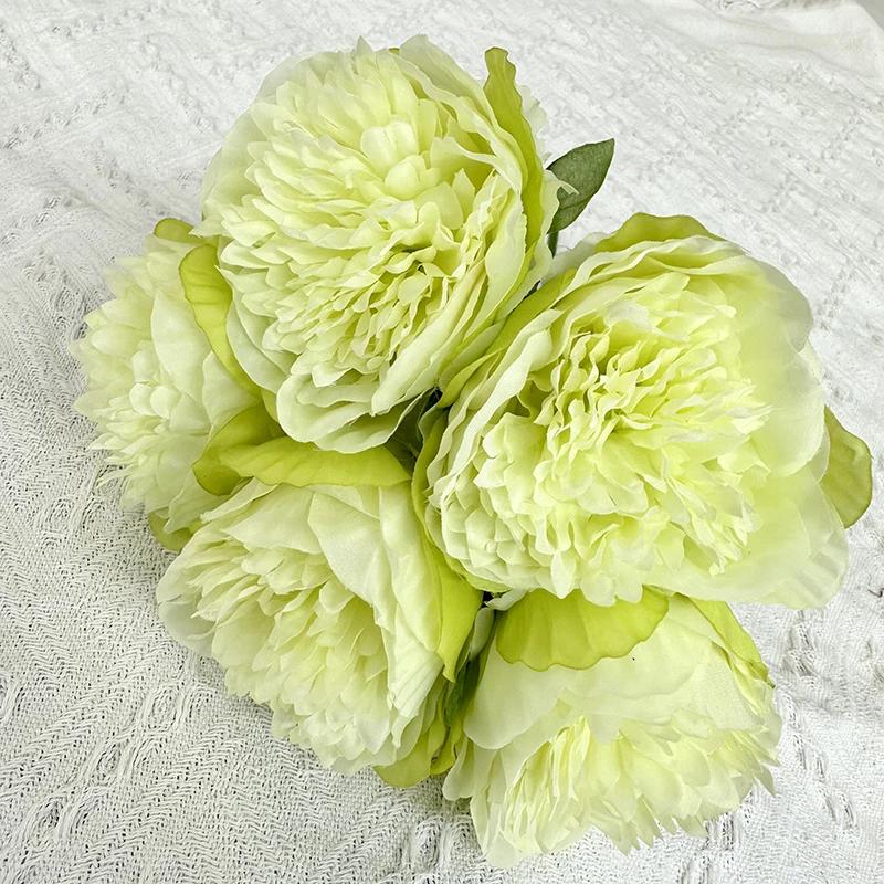 product high quality 5 head happy peony silk fabric bundle colorful artificial peonies for easter wedding decorations-55