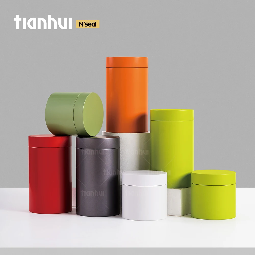 Tianhui Lata Metálica Redonda para Chá com Vedação Hermetica - Latas Metálicas para Armazenamento de Pó de Matcha