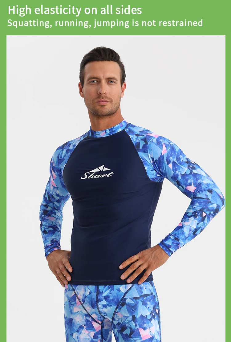 Custom Sublimation Printing Long Sleeve Rashguard Quick Dry Breathable Men's Rashie UPF50+ Rash Guard For Men Sunscreen T-shirt