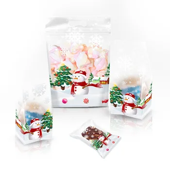 Printed Christmas Gift Packaging Pouches Resealable Zipper Stand Up Candy Cookie Mylar Bag
