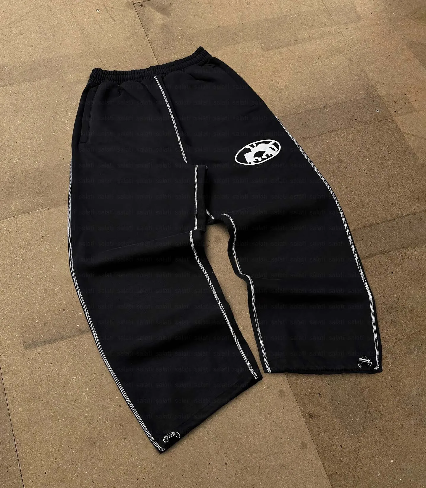 Salati Manufacturer Custom Print 220 GSM Stitching Wide Leg Oversized Loose Baggy Jogger Tracksuit Sweat Pant Sweatpants for Men gallery 7