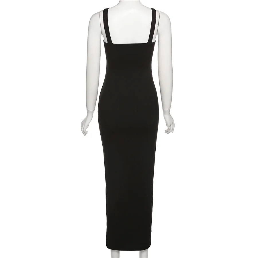 K21d11046 Women's Pure Color Elegant Fashion Dress Spaghetti Strap Low ...