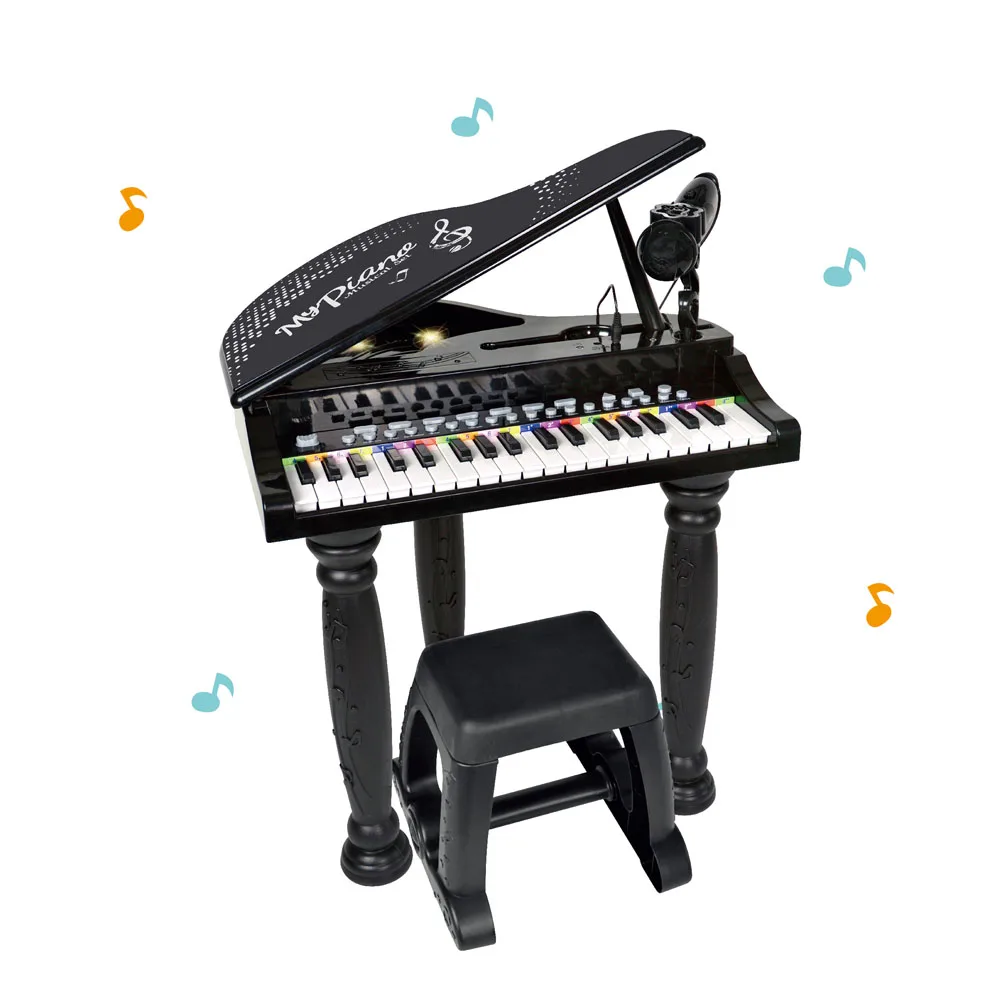 Teclado Infantil Brinquedo Musical Piano P/ Bebês Órgão Som Cor Preto