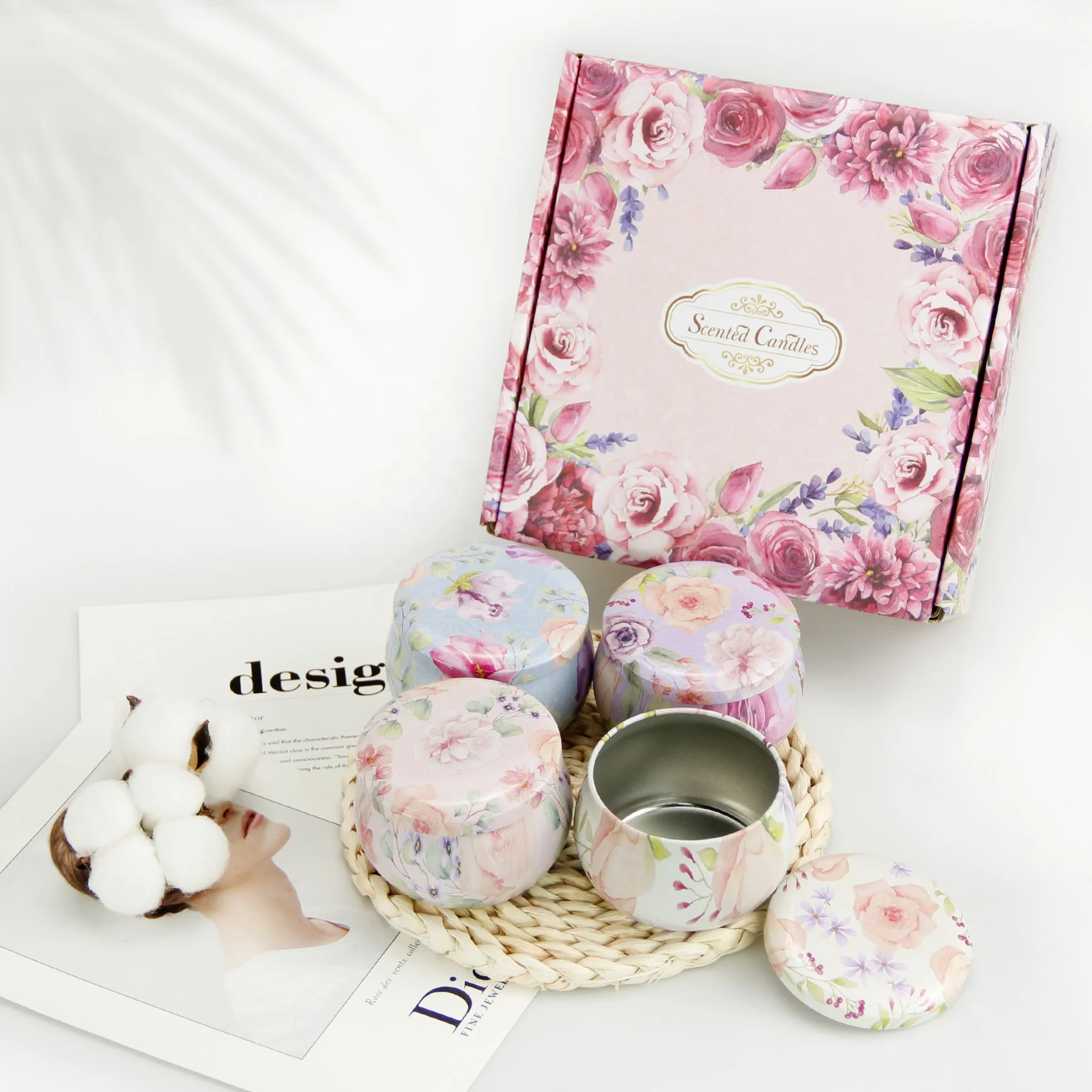 Custom Print Small Round Tin Boxes Luxury Soy Wax Metal Tin Candle Container