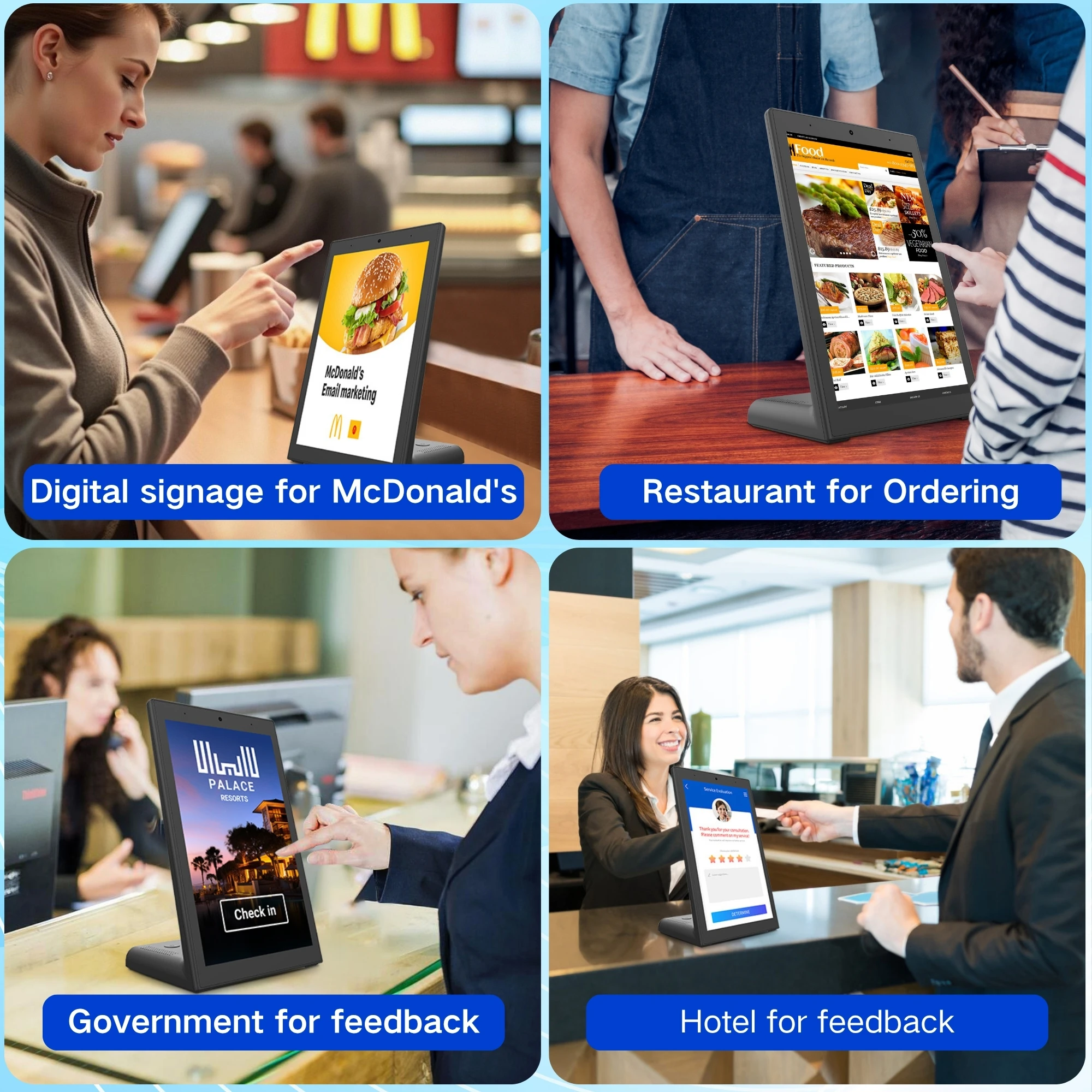10.1 Inch Restaurant Ordering Kiosk Tablet Touch Screen NFC Tablet Pc Android 11 2+16GB Pos L Shape Tablets