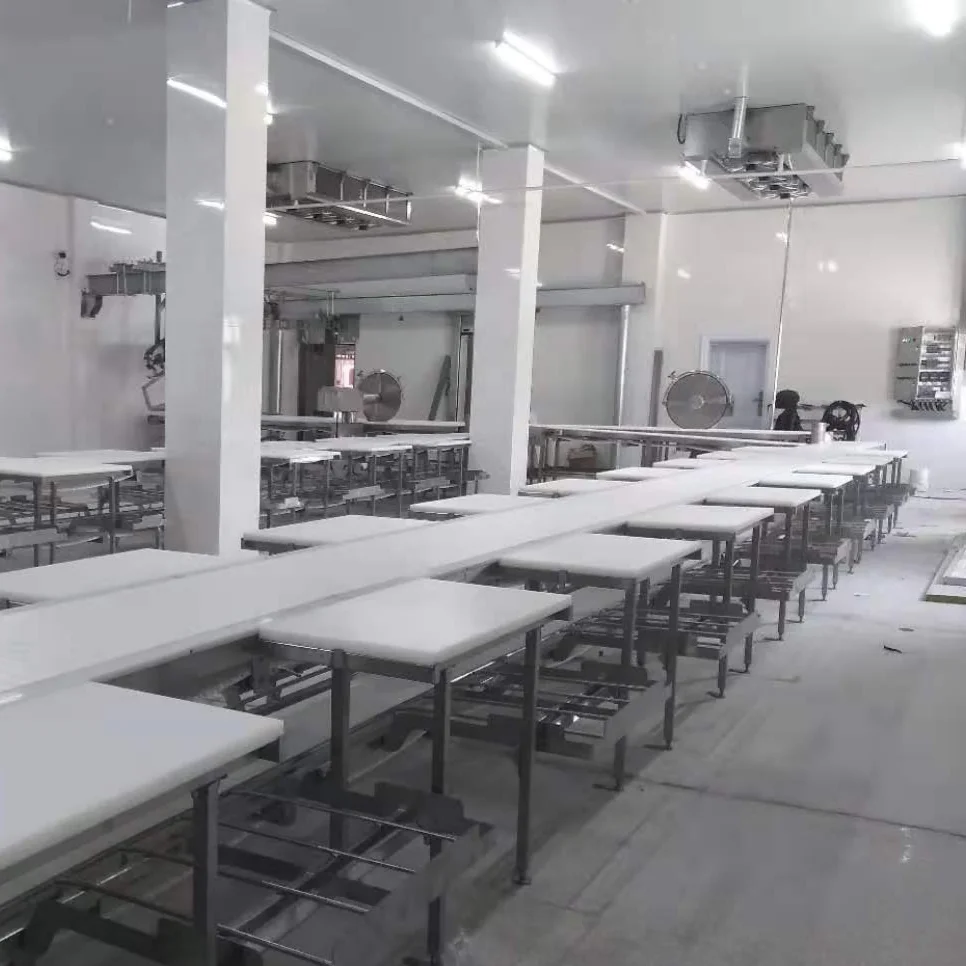 Food-grade stainless steel workbenches for slaughterhouses and meat processing plants
