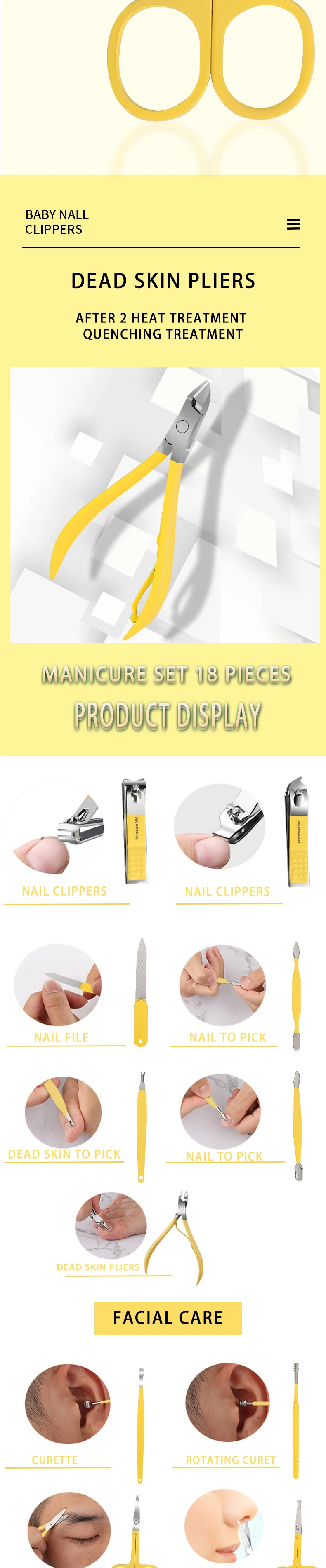 product hot selling 12 piece manicure  pedicure set stainless steel nail clipper tools-4