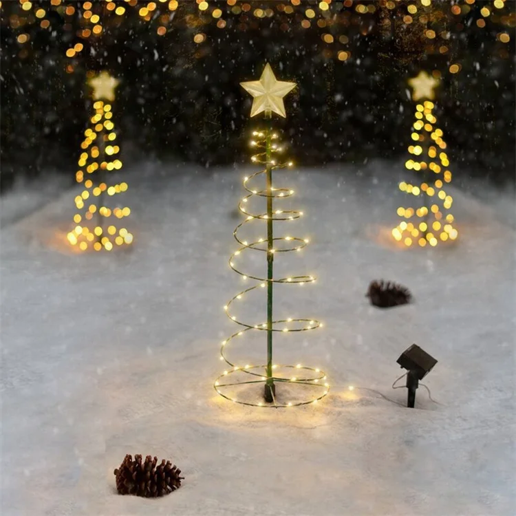 Creative Solar Christmas Tree Lights PVC Solar LED Christmas Tree Lights Waterproof Spiral for Home Holiday Party Decor