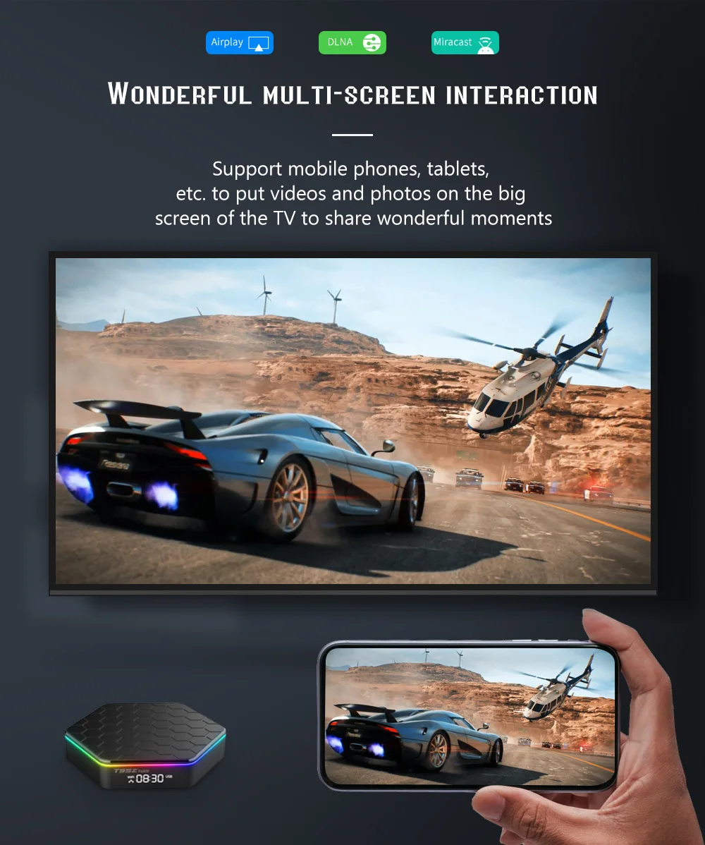 T95Z Plus H618 Smart Android 13 Set Top Box 8K HD TV Box with Dual Band WiFi 6 and for Bluetooth 5.0 Clock Display Function