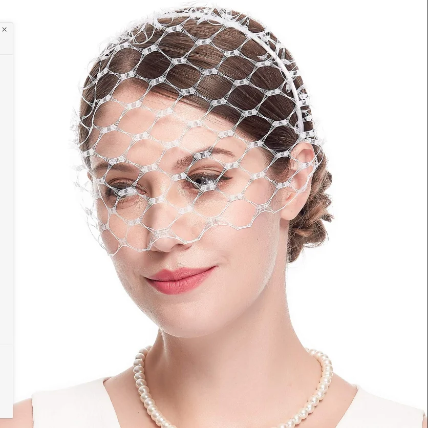 JM22 Bridal Birdcage Veil Charming Wedding Veil Rhinestone Headband Veils  for Bridal Fascinator Bride Headpiece Women's Hat