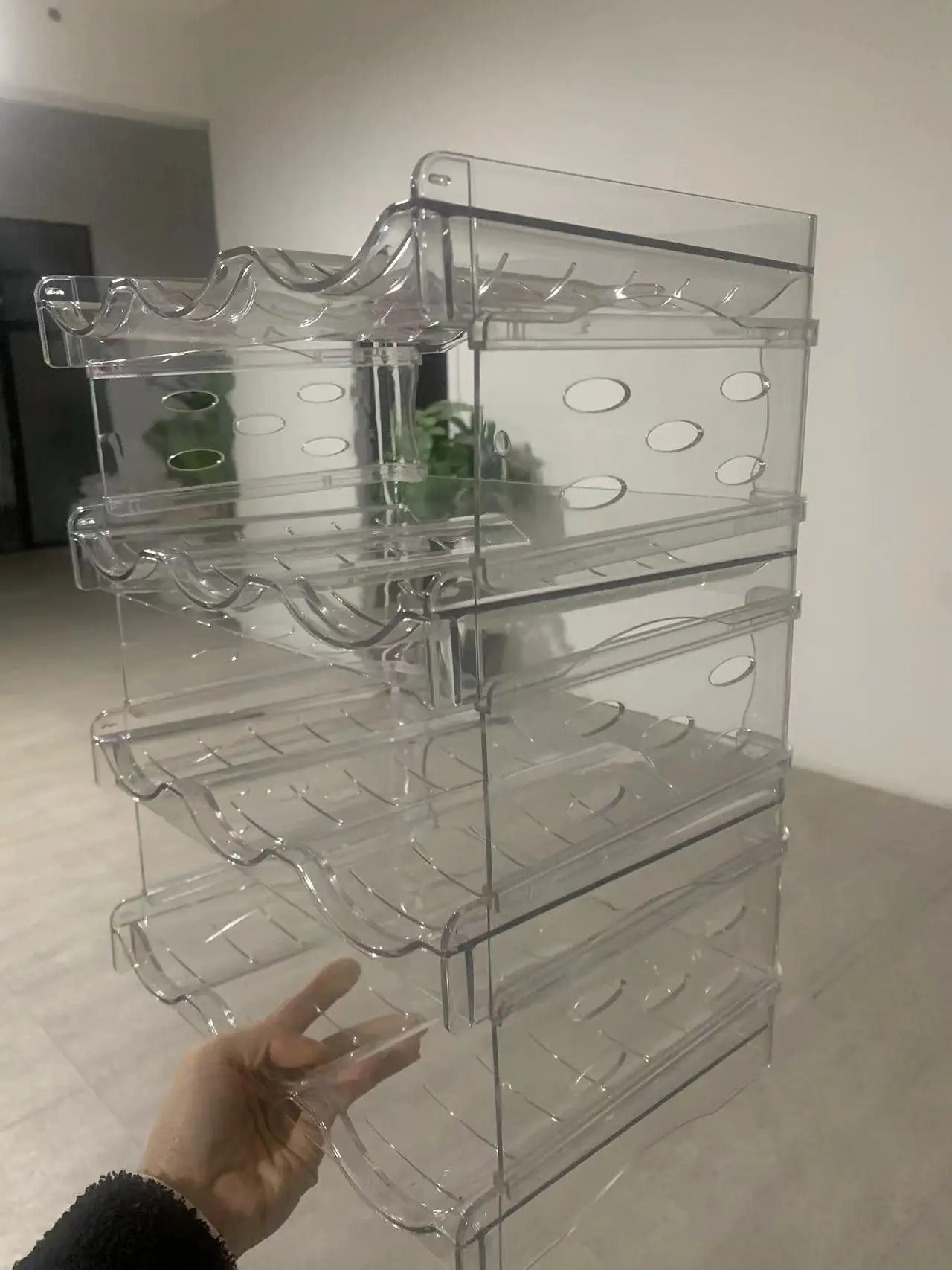 Ds1908 Detachable Plastic Water Bottle Wine Organizer Fridge Organizer