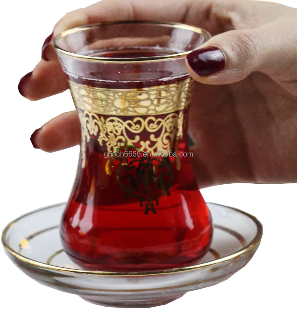 Türkische Teegläser Set mit Goldrand für Partys und Gastronomie