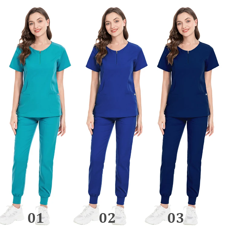 Logo Custom Scrubs Uniforms Sets Light Color Teal Green Doctor Hospital