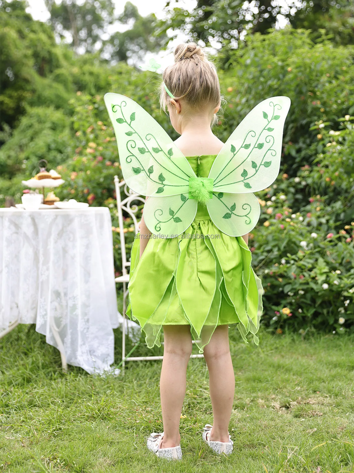 Tinkerbell Dress Kids Halloween Fairy Butterfly Wing Costumes