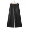 Satin Black Wide-Leg Pants