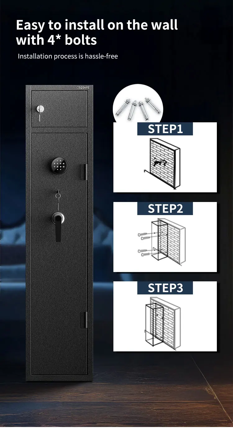 CEQSAFE Hot Selling Wholesale Metal Gun Safe Safes Large Gun Home Safety Gun Safe Cabinet With Digital manufacture
