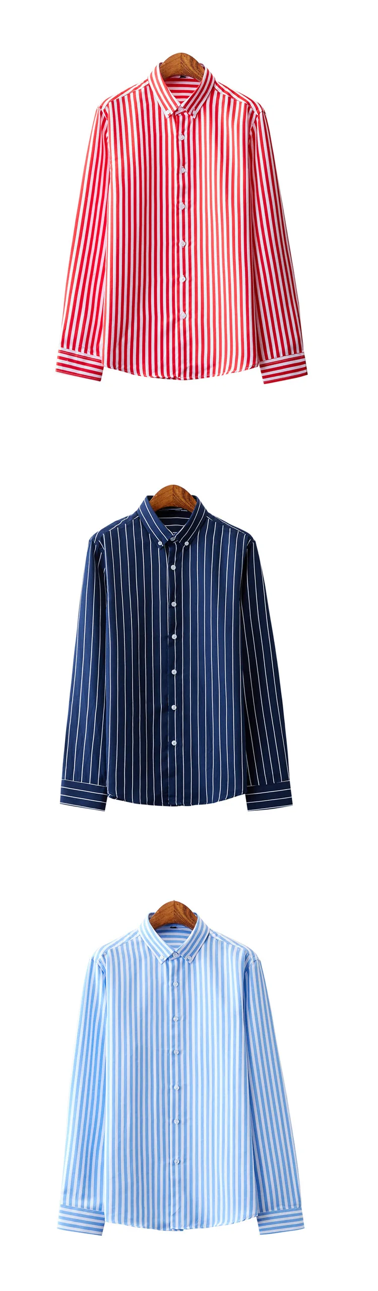 Men's Summer Japan Style Square Collar Striped Long Sleeve Polyester Casual Shirt Machine Washable Youth Fashion supplier