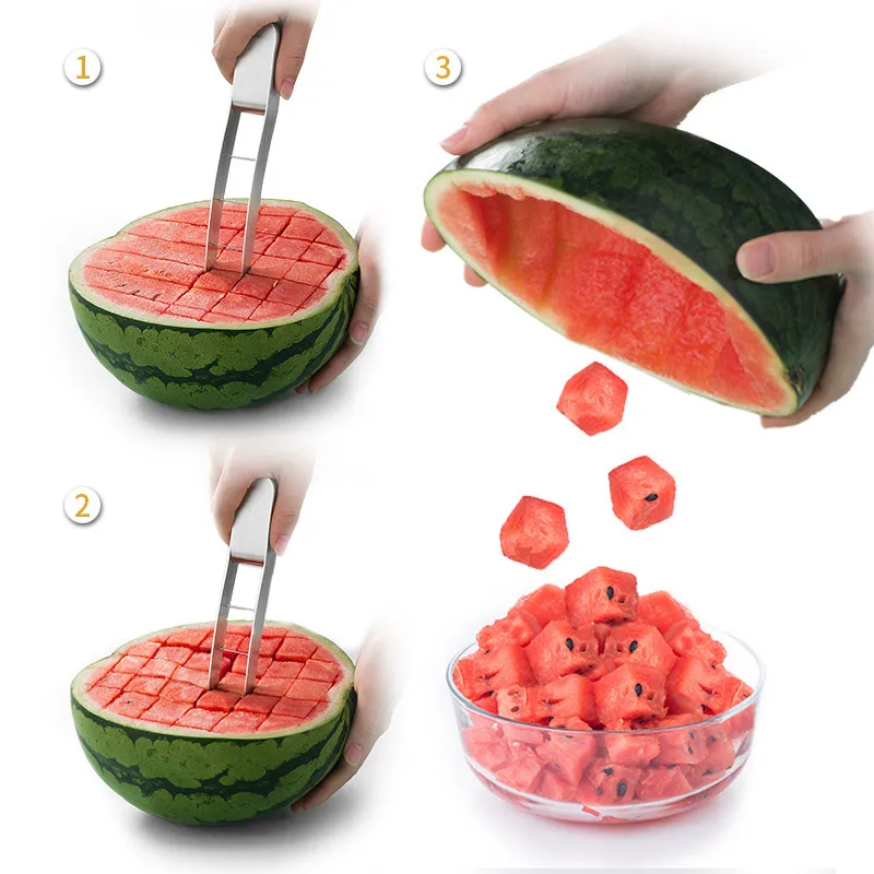 product multifunctional fruit cutting tool thickened stainless steel melon slicer watermelon cutter for fruit  vegetables cube knife-37