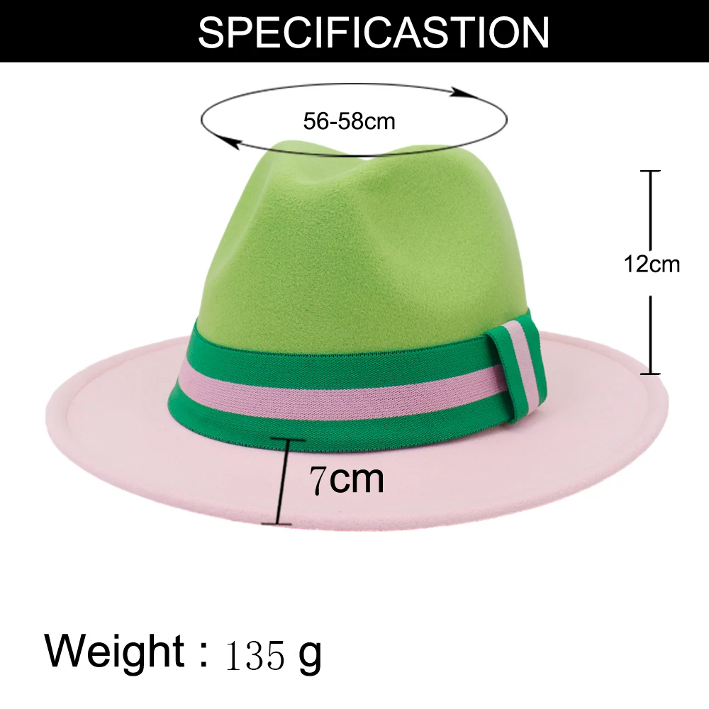 High Quality Wool Solid Panama Hat Pink 