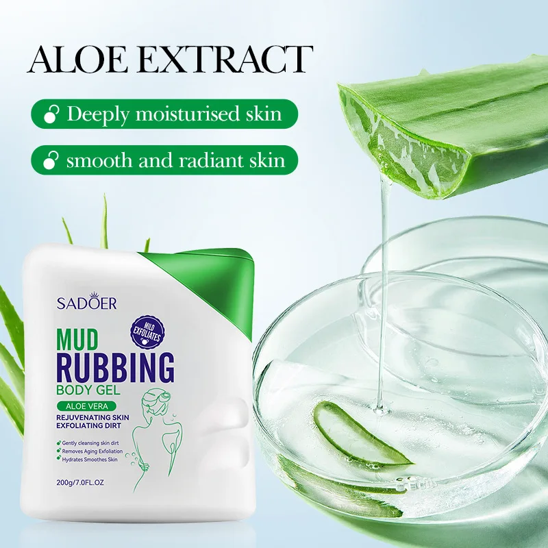 SADOER Organic Aloe Vera Shower Gel - Moisturizing Exfoliating Body Gel for  Deep Cleansing, Ideal for Home Use - 200ml
