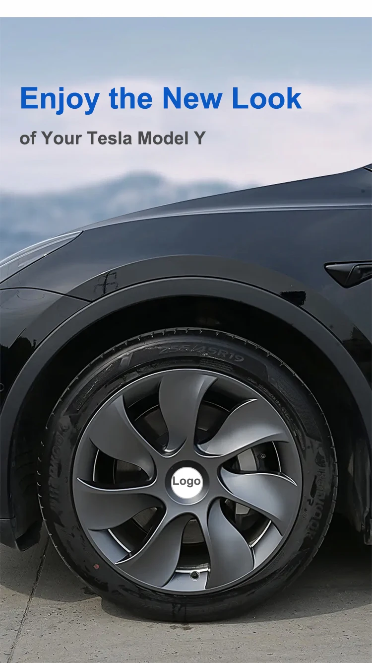 4pcs/set 19 Inch Black Hub Cover Fits 20192022 Tesla Model Y