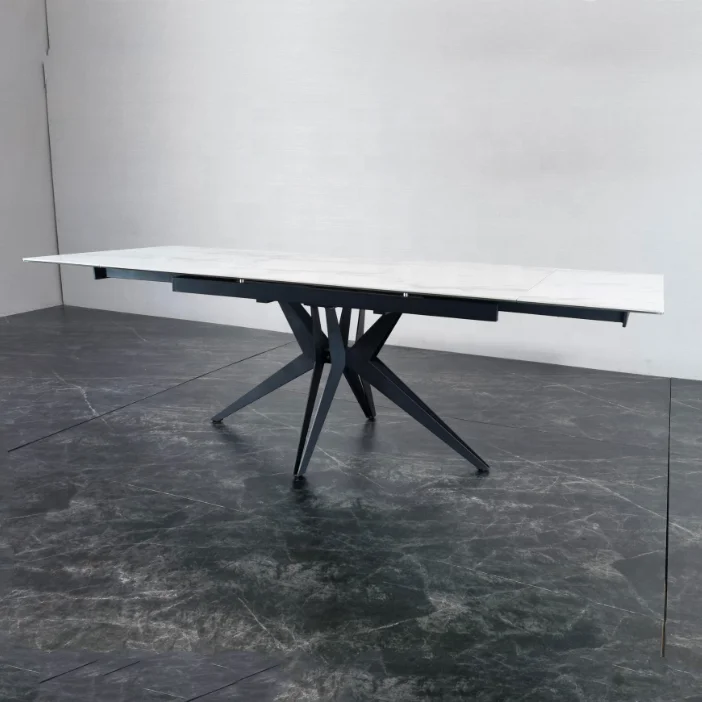 Foshan Carberry Functional Dining Table Set Restaurant Extendable Table With White Porcelain Table Top