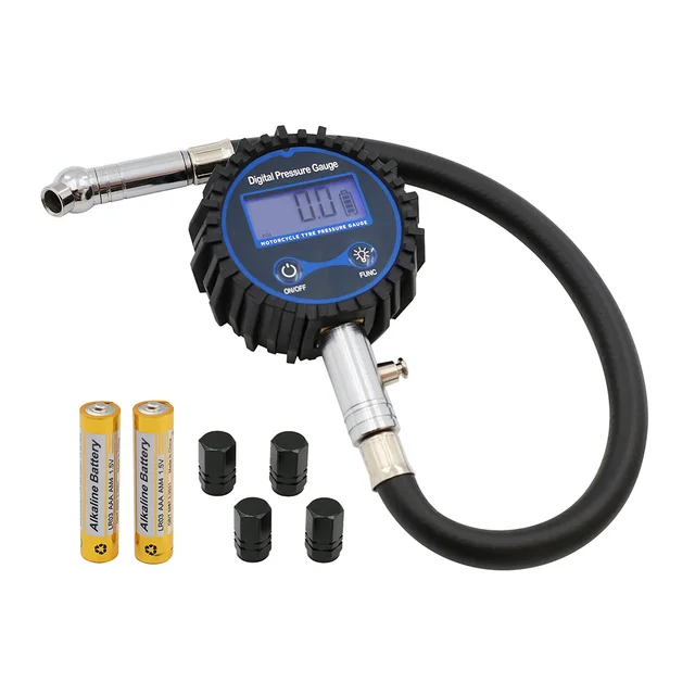 Functional 2.5inch  200psi Digital Tire Gauges With Flexible Long Rubber Hose For Bicycle